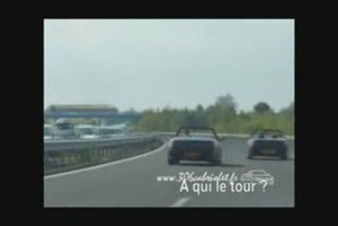Parodie pub loto autoroute départ en vacances 306 cabriolet
