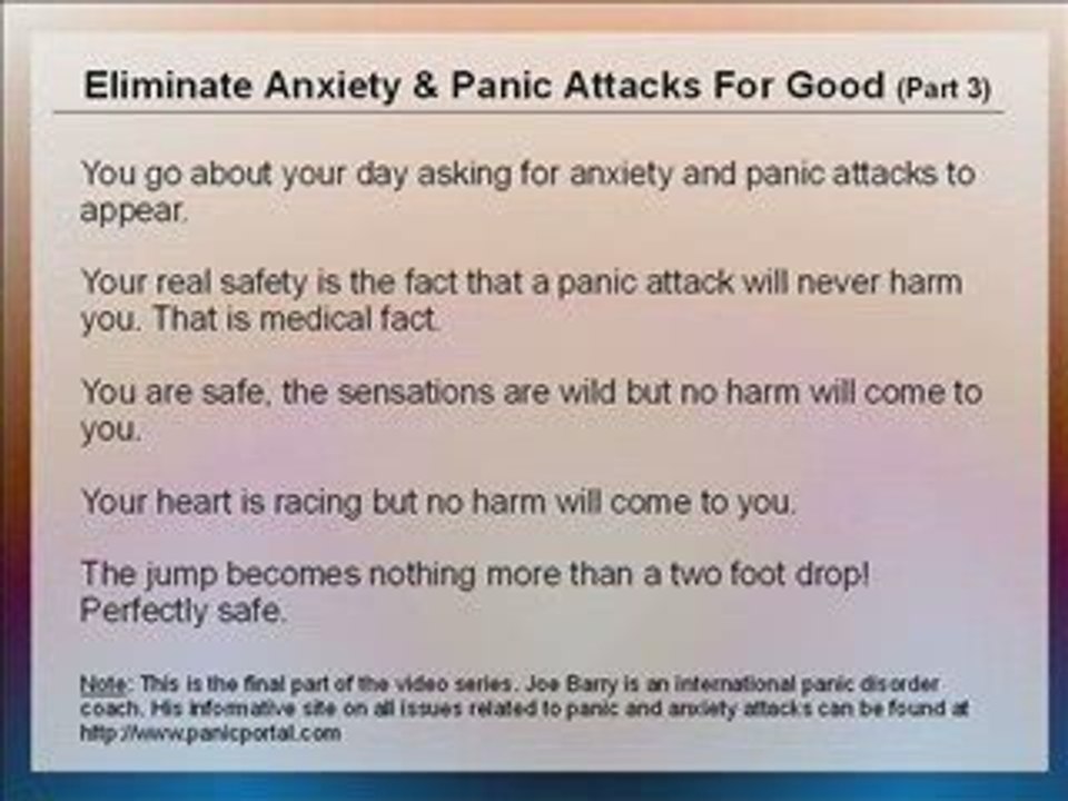 Eliminate Anxiety & Panic Attacks-No Medication Part 3