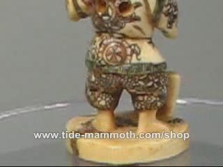 mammoth ivory netsuke JAPANESE OLD MAN H1479