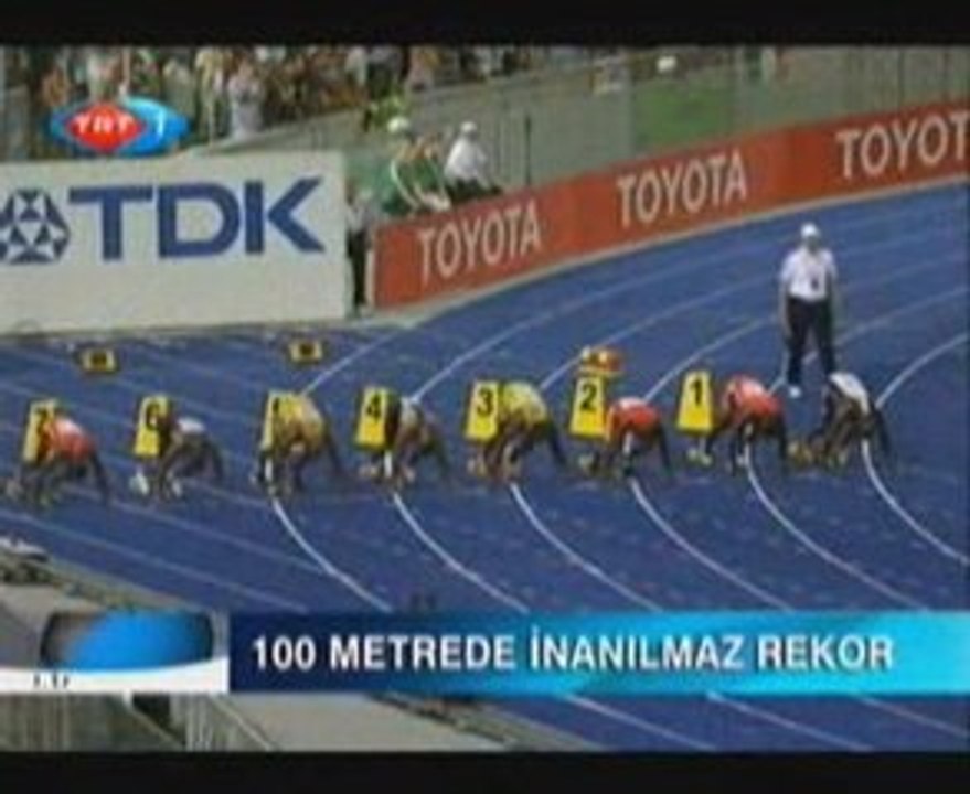 Usain Bolt 100 metre dünya rekoru TRT berlin 2009 09.58