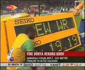 Usain Bolt 200 metre dünya rekoru TRT berlin 2009 19.19