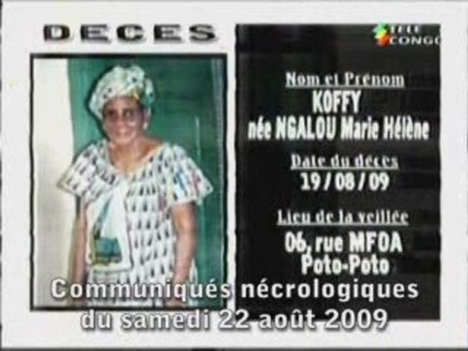 Communiqués nécrologiques du 22-08-09