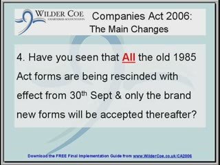 UK Companies Act 2006: The Final Implementation