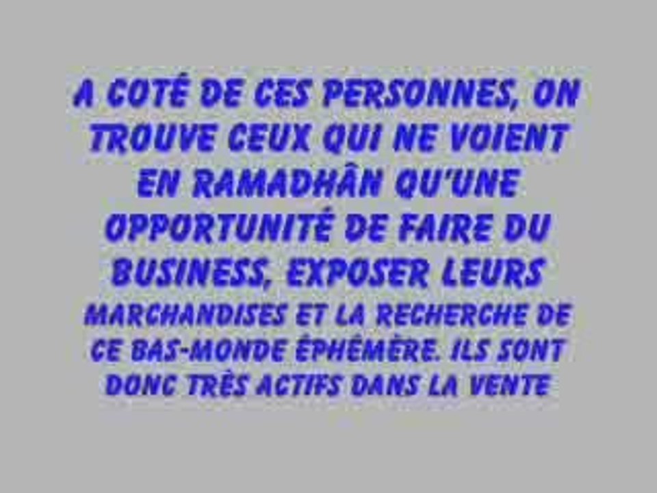 Rappel de derniere minute Ramadhan