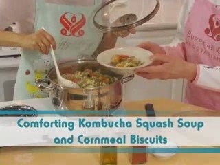 Comforting Kombucha Squash Soup and Cornmeal Biscuits