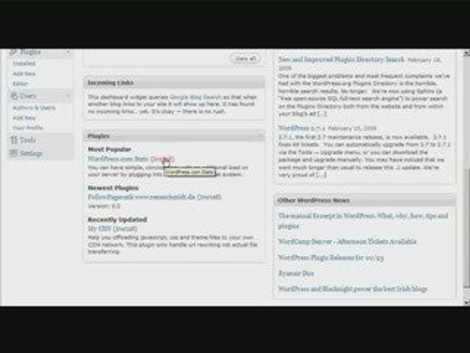 Wordpress Interface Overview