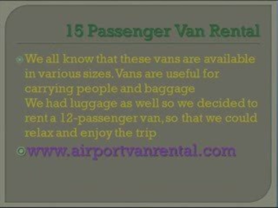 Airport Van Rentals In Los Angeles,San Francisco,California,