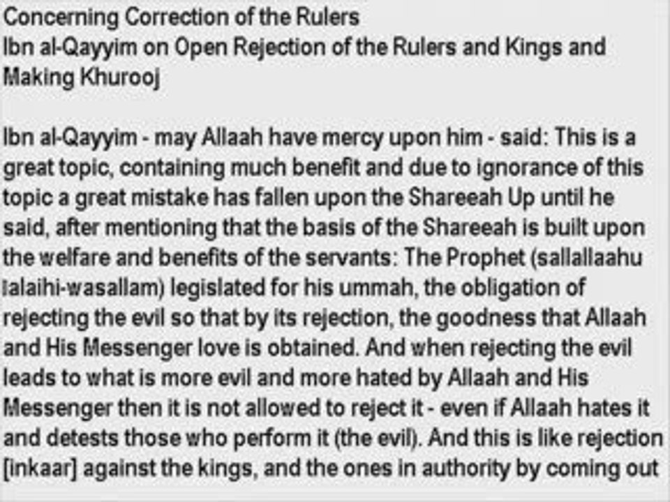 Correcting Rulers in Islam -1