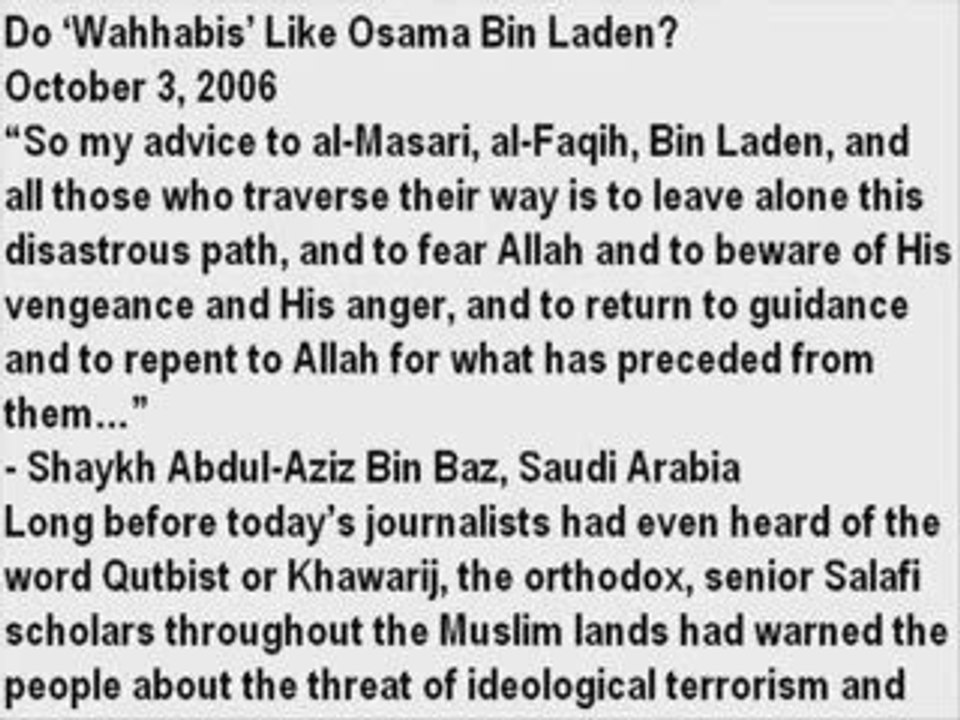 Do Salafis Like Bin Laden