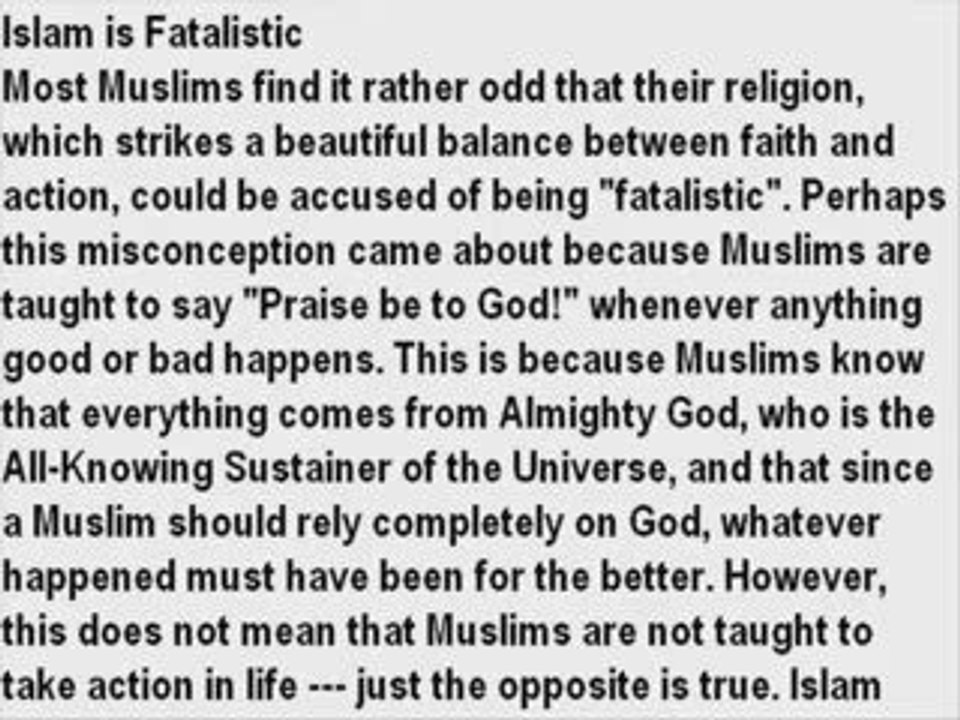 The Fake that Islam is Fatalistic