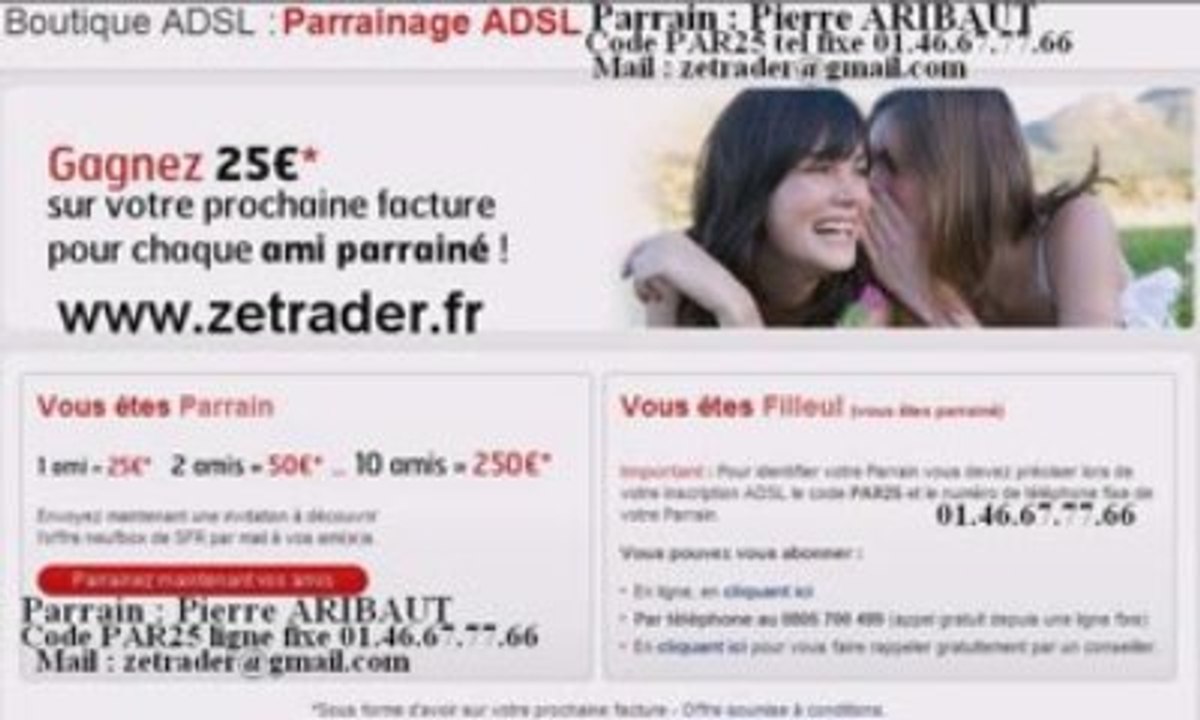 parrainage adsl parrain neuf sfr box neufbox offre bienvenue