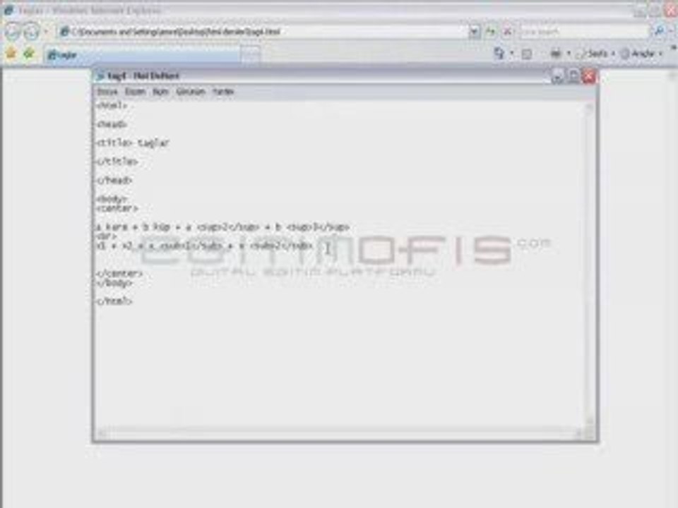 Htmlde Sub ve Sup Tagları