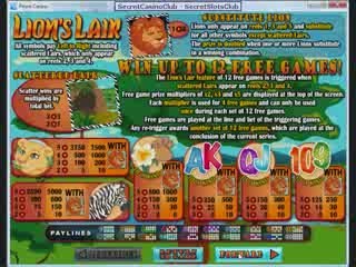 LionsLair-Paytable-and-Bonus-rules