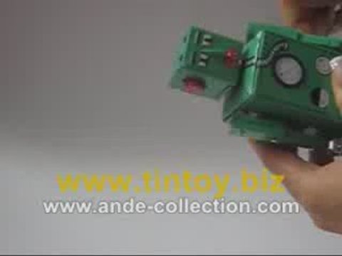 Tin Toy Wind Up Mechanical Robot Lilliput #MS397 green
