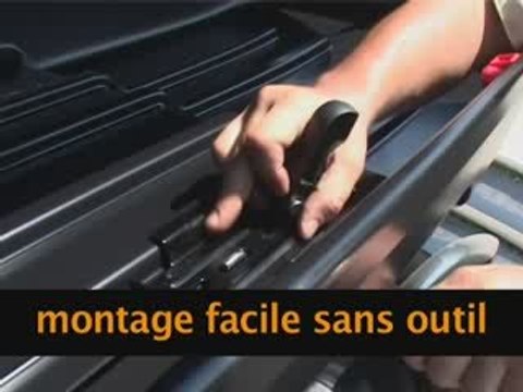 Coffre de toit avec fixation rapide sur barres de toit acier