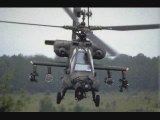 Helicopter APACHE AH-64D in action.
