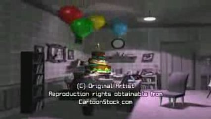 A little gray man celebrates his birthday by himself