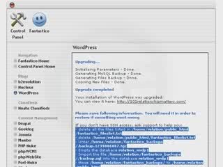 MEWEBHOST.com reviews Fantastico Wordpress upgrade procedure