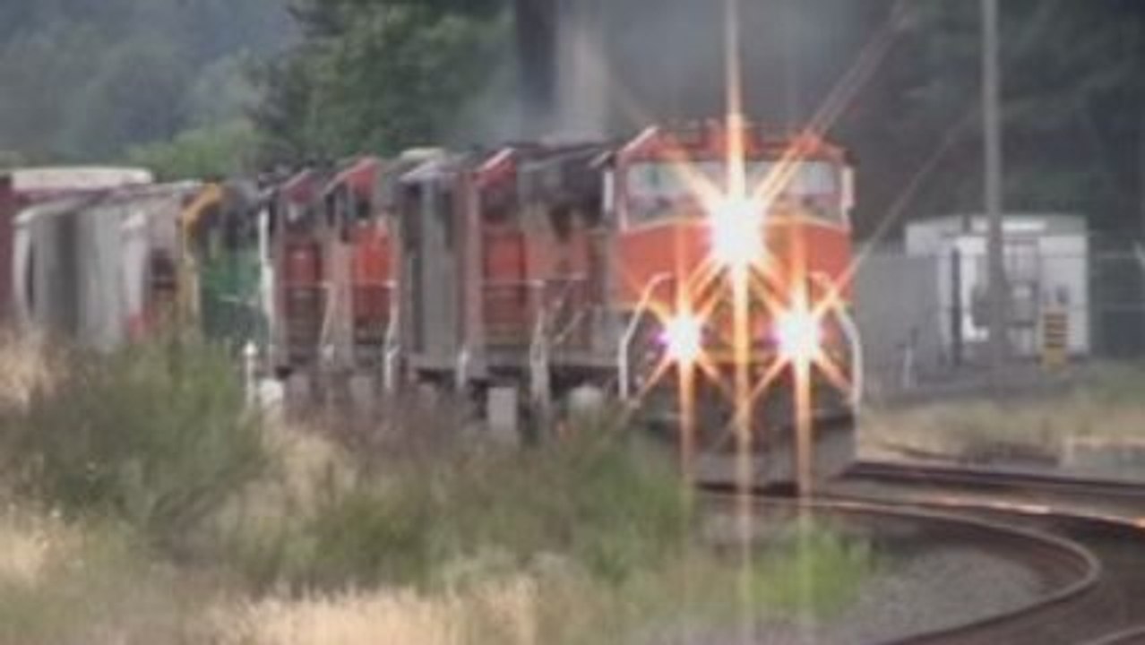 BNSF #1025 W/ a CN Trailing
