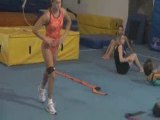 Gymnastics leg and hip train with resistance bands