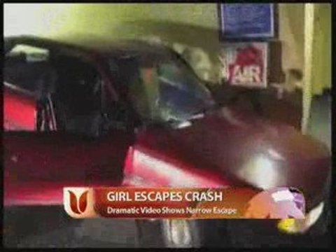 Girl Narrowly Escapes Being Crushed By Car