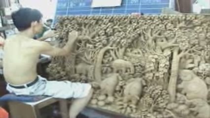 Intricate Thai Wood Carving Art