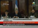 Continúa debate sobre ley de medios en Argentina