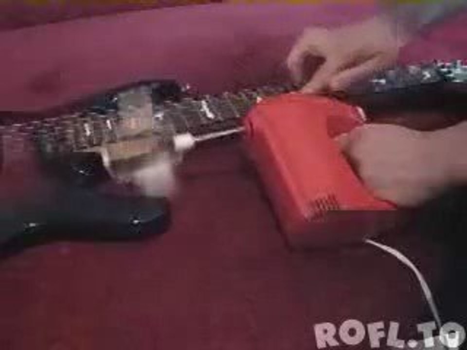 Playing guitar