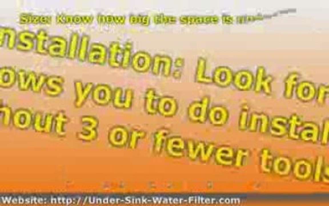 Under Sink Water Filter Information