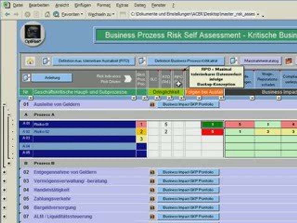 Risk Assessment Business Prozesse - Tool