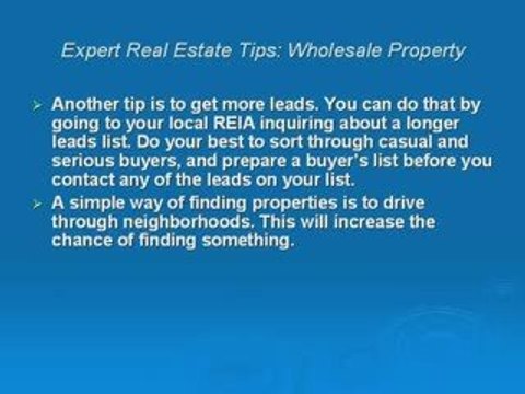 Expert Real Estate Tips-Wholesale Property Basics