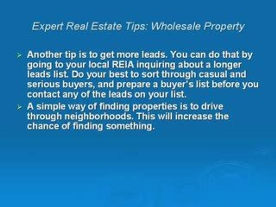 Expert Real Estate Tips-Wholesale Property Basics