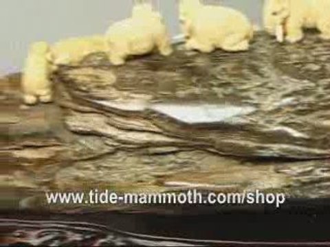 mammoth ivory tusk carving WOOLLY MAMMOTH GROUP 37228