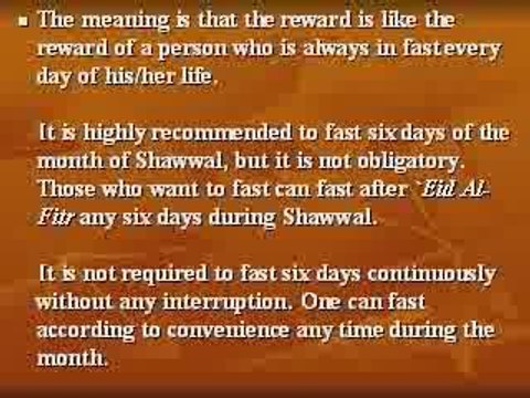 Reminder of Fasting 6 Days after Ramadan in Shawwal