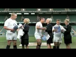 bmi stewardesses swap shirts with rugby stars