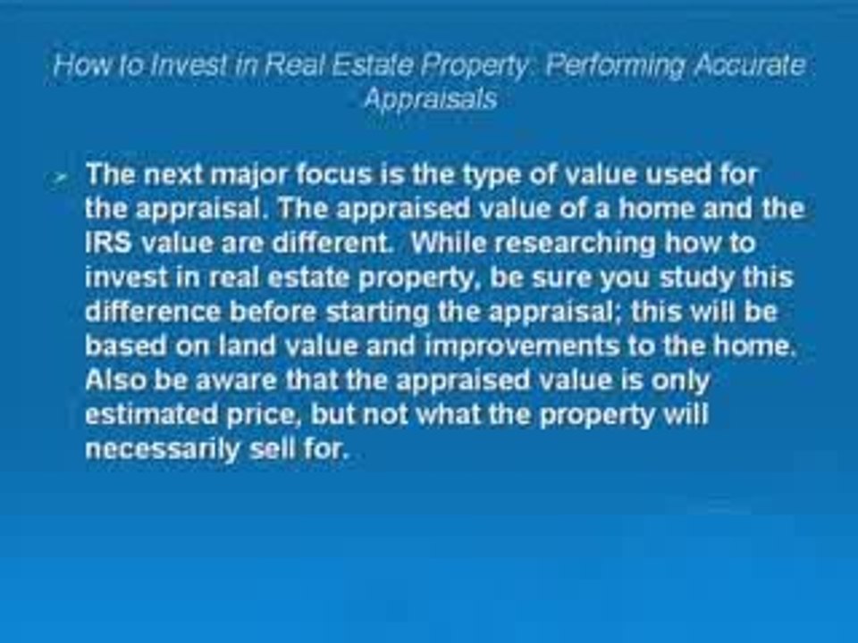 How To Invest In Real Estate Property -PerformBasicAppraisal