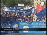 Les syndicalistes roumains dans la rue