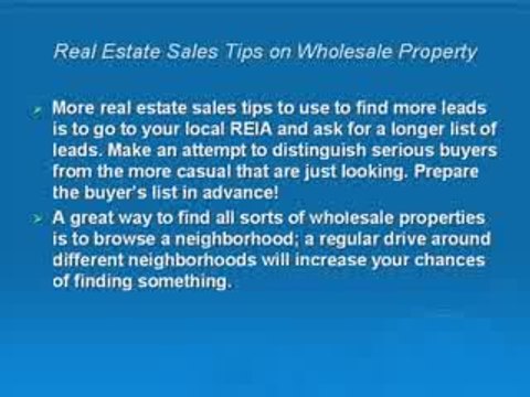 Real Estate Sales Tips-Wholesale Property Explained