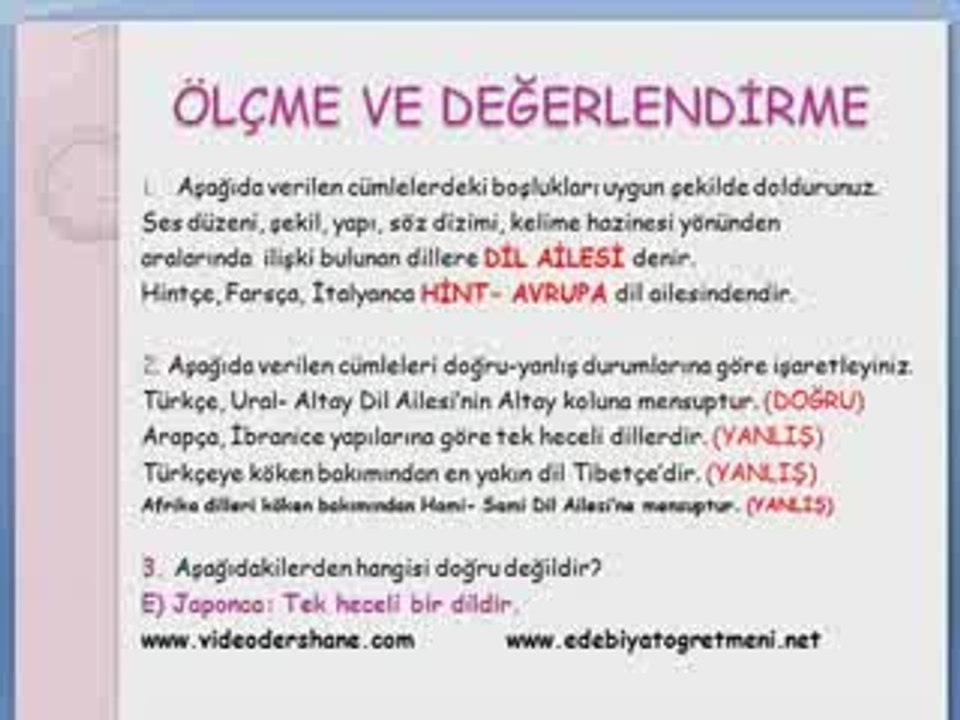 dllrin snflndırılımsı ölçme ve değerlendirme soruları