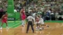 Rajon Rondo takes the dish from Paul Pierce and hammers