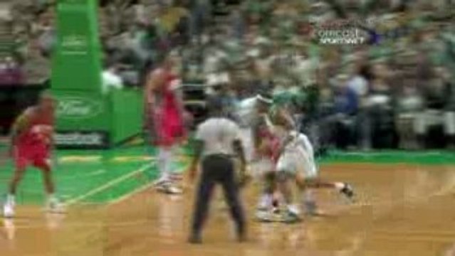 Rajon Rondo takes the dish from Paul Pierce and hammers