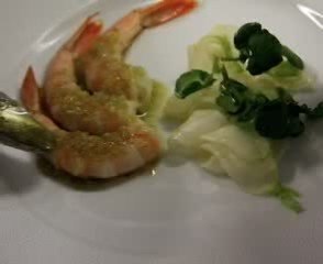 Crevettes Obsiblue légèrement fumées chez Senderens