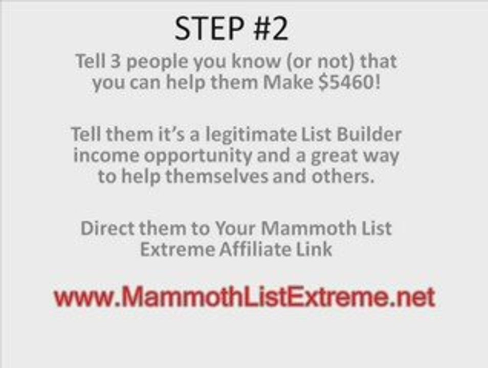 Mammoth List Extreme - 3 Steps to Make $5460 in 12 Weeks and