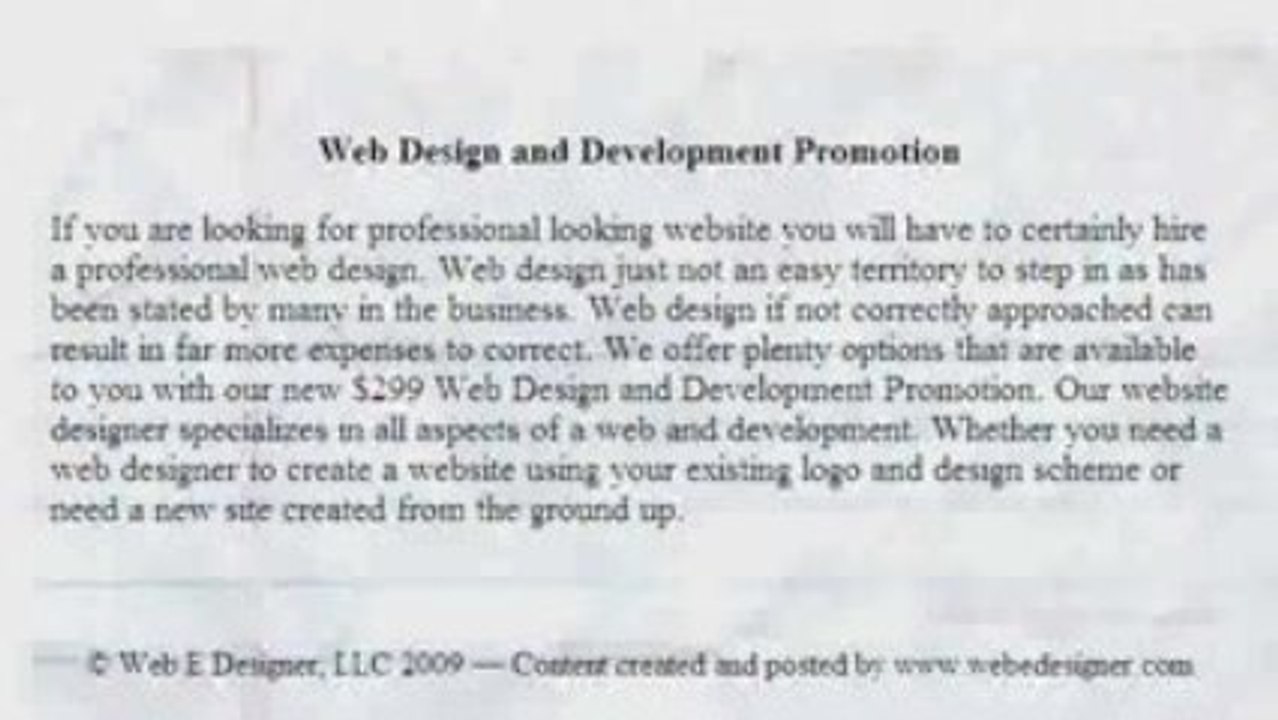 $299 Web Design and Development Promotion