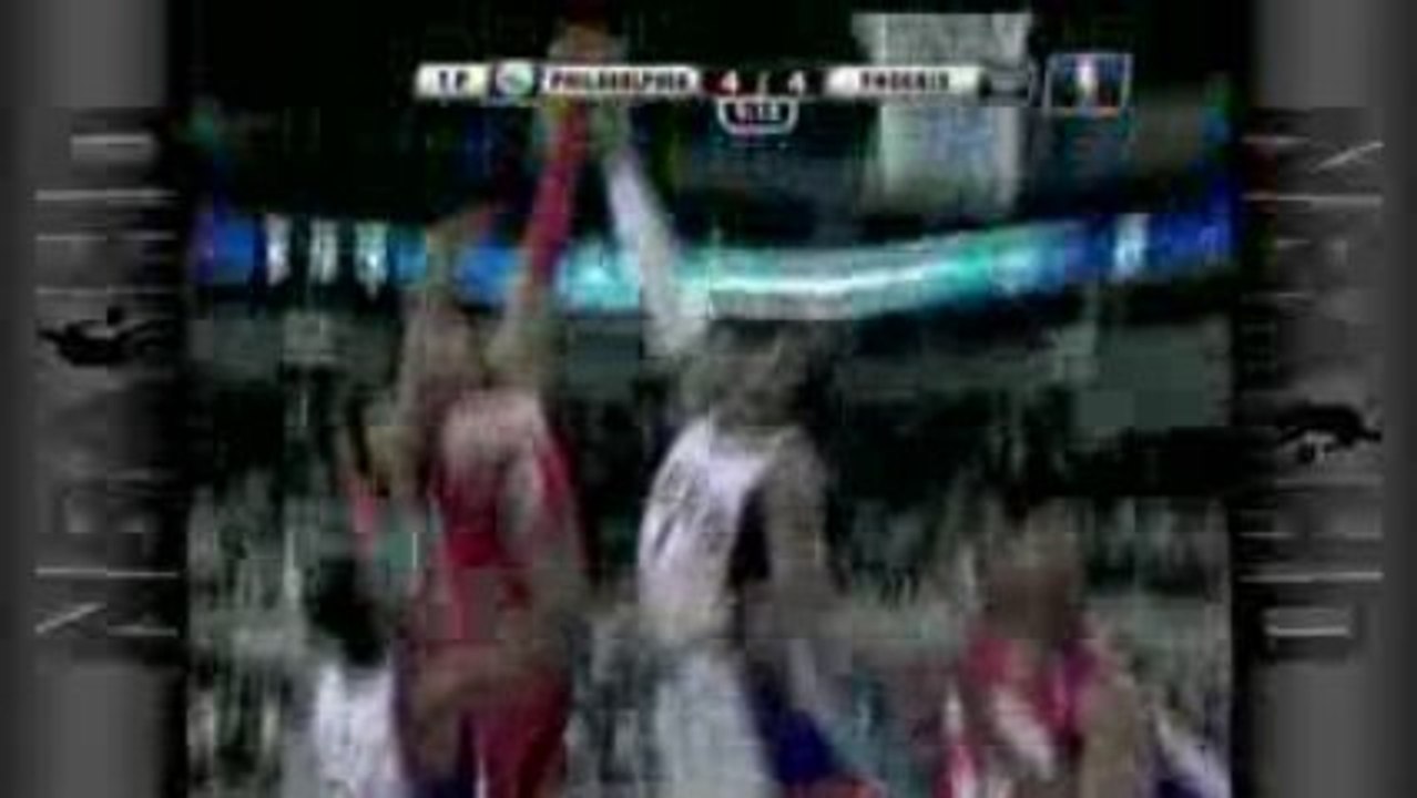 NBA Andre Iguodala gets blocked by Amar'e Stoudemire.