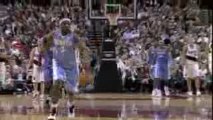 NBA Ty Lawson  getting blocks By Nicolas Batum chases down