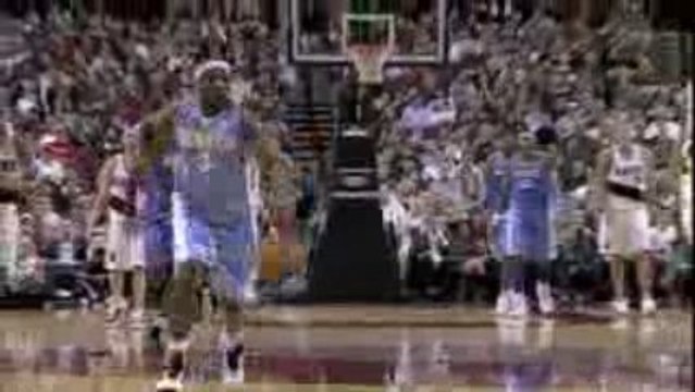 NBA Ty Lawson getting blocks By Nicolas Batum chases down