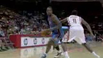NBA Jeff Green drives baseline and dunks over Carl Landry