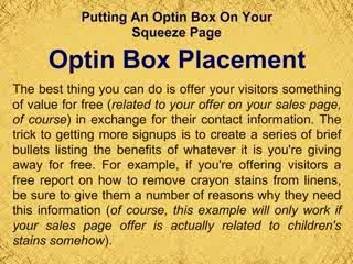 Putting An Optin Box On Your Squeeze Page