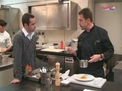 Saint Pierre doré, mascarpone à l'aubergine et anchois